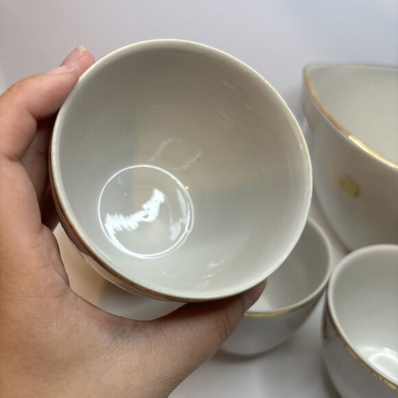 Vtg compote service Riga Porcelain PFF Stamps For 4 Servings Hand painted Apples - Picture 10 of 16